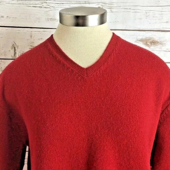 CHARTER CLUB Women Long Sleeve Lambswool Pullover V-Neck Red Sweater Size Medium - Picture 2 of 12